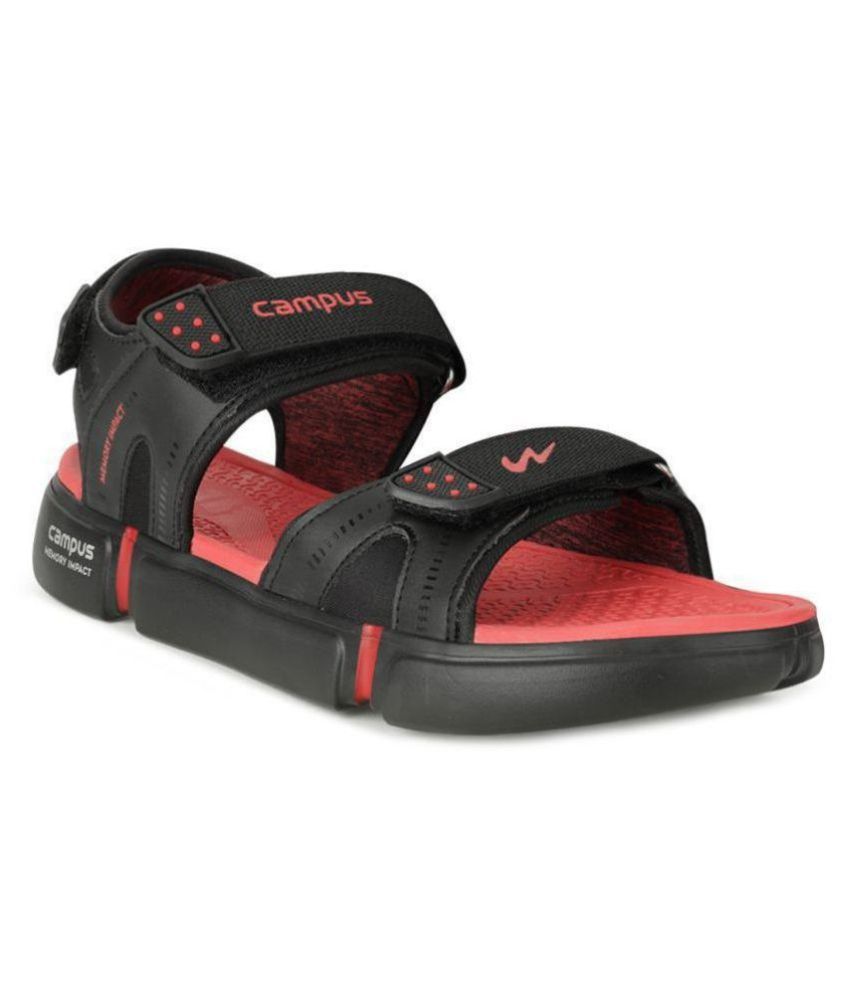     			Campus Black Synthetic Floater Sandals