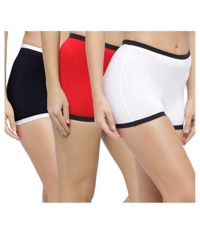     			N-Gal Pack of 3 Cotton Lycra Women's Boy Shorts ( Multi Color )