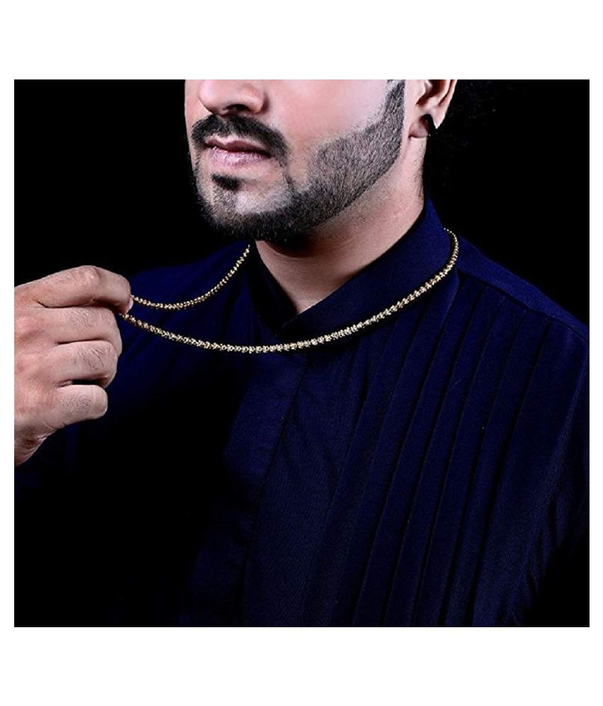     			Happy Stoning 22kt Gold Plated Chain for men with 6 months color waranty