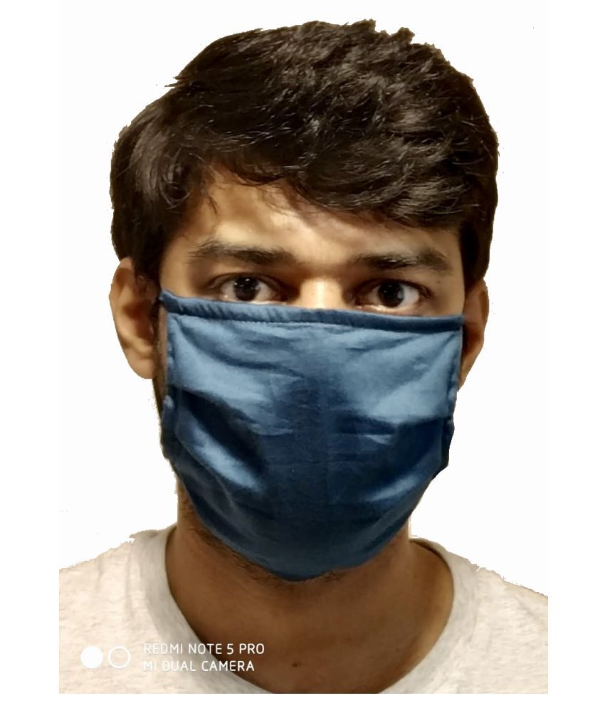 Three Layer Reusable Cotton Mask (BFE > 95) Teal Blue Buy Three