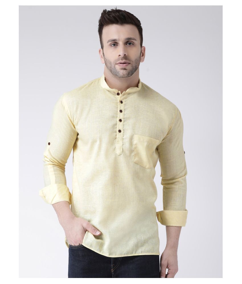     			Hangup Yellow Linen Kurta