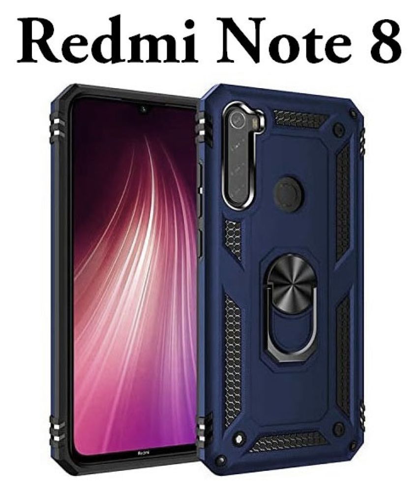 Xiaomi Redmi Note 8 Ring Holder Jma Blue 360° Rotating Dual Layer Case Plain Back Covers 9261