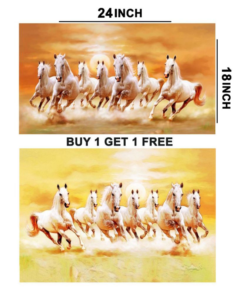     			wallpics Seven Running Horses Sticker (BUY 1 GET 1 FREE) Vinyl Wall Poster Without Frame