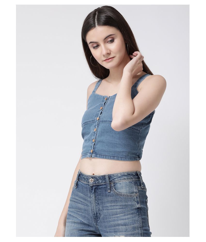 Aayna Denim Crop Tops - Blue - Buy 