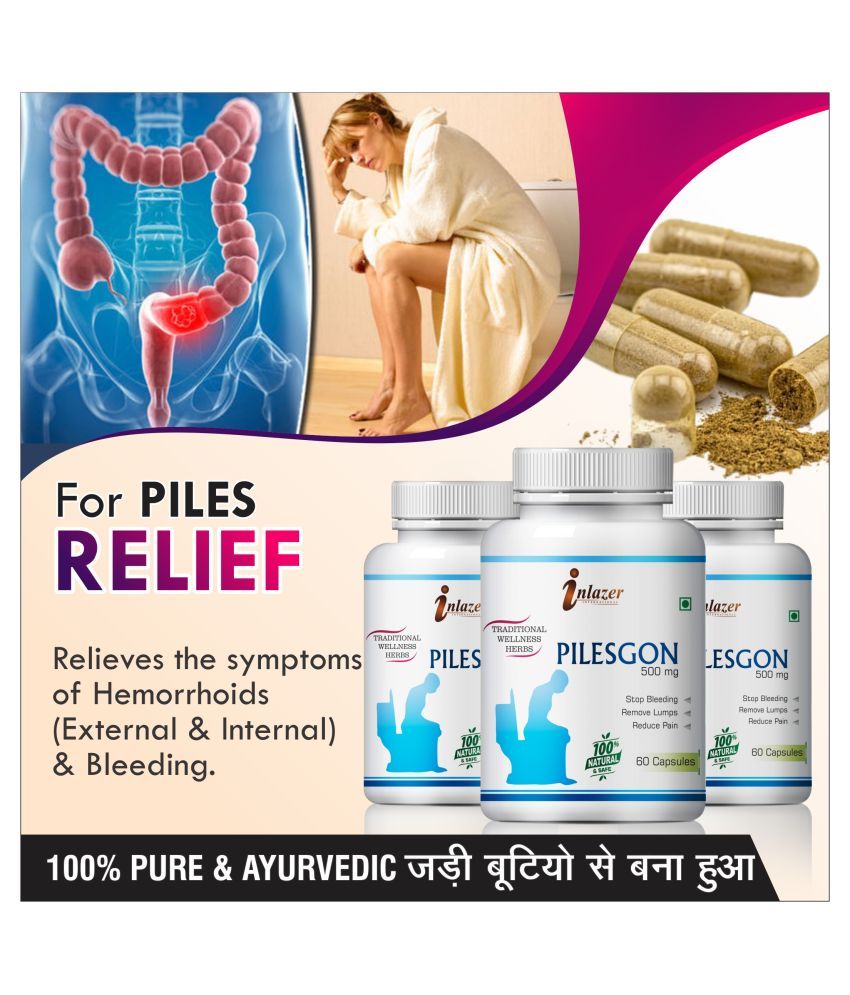 Inlazer Pilesgon over come hemorrhoid Capsule 180 no.s Pack of 3 Buy