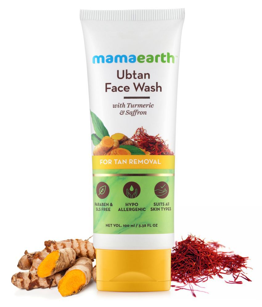 Mamaearth Ubtan Natural Face Wash for All Skin Type with Turmeric & Saffron for Tan removal and Skin brightening 100 ml - SLS & Paraben Free