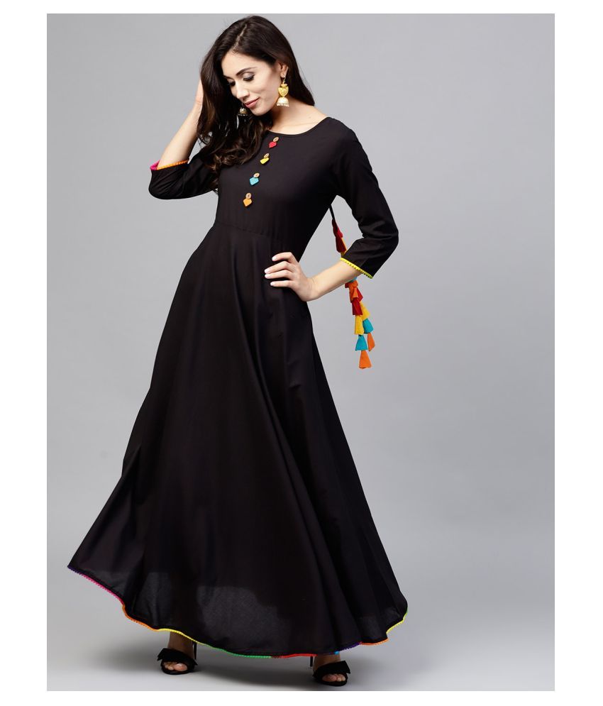 plain black frock kurti