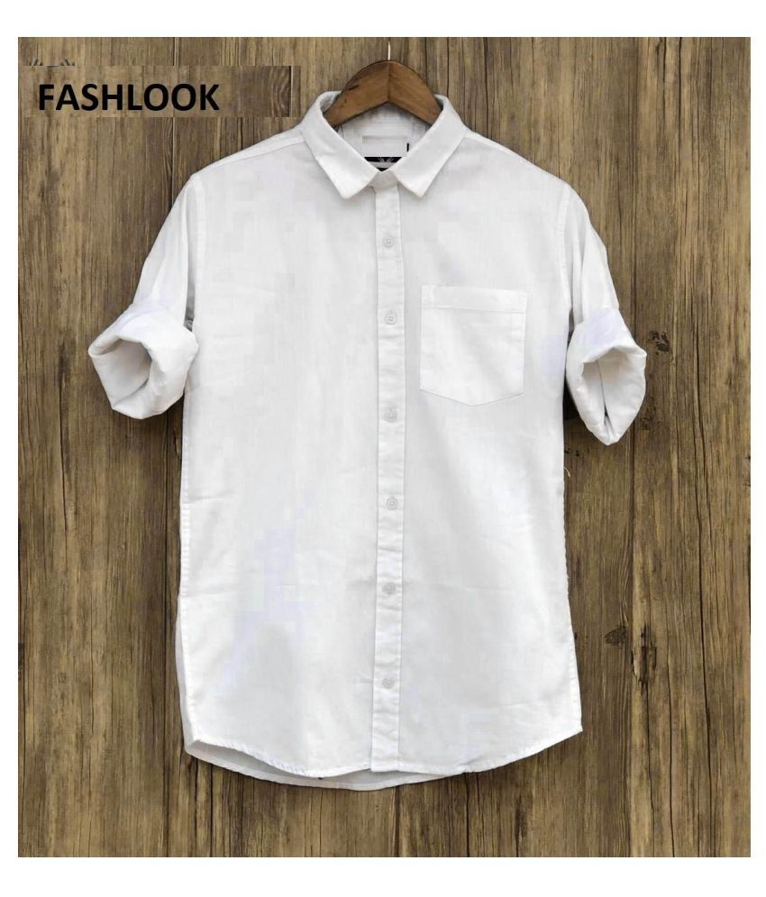 fashlook Cotton Blend White Shirt - Buy 