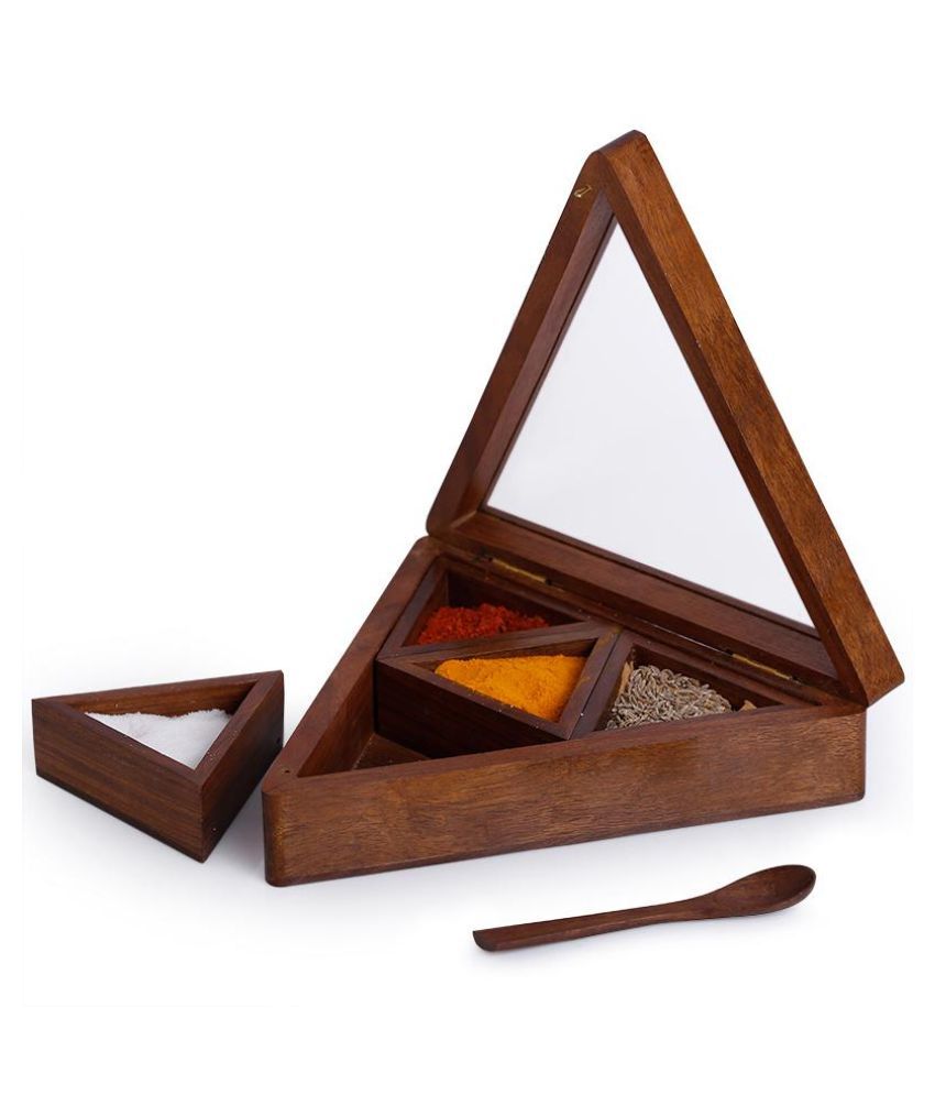     			VOFFEY  wooden triangular spices rack (1pc)