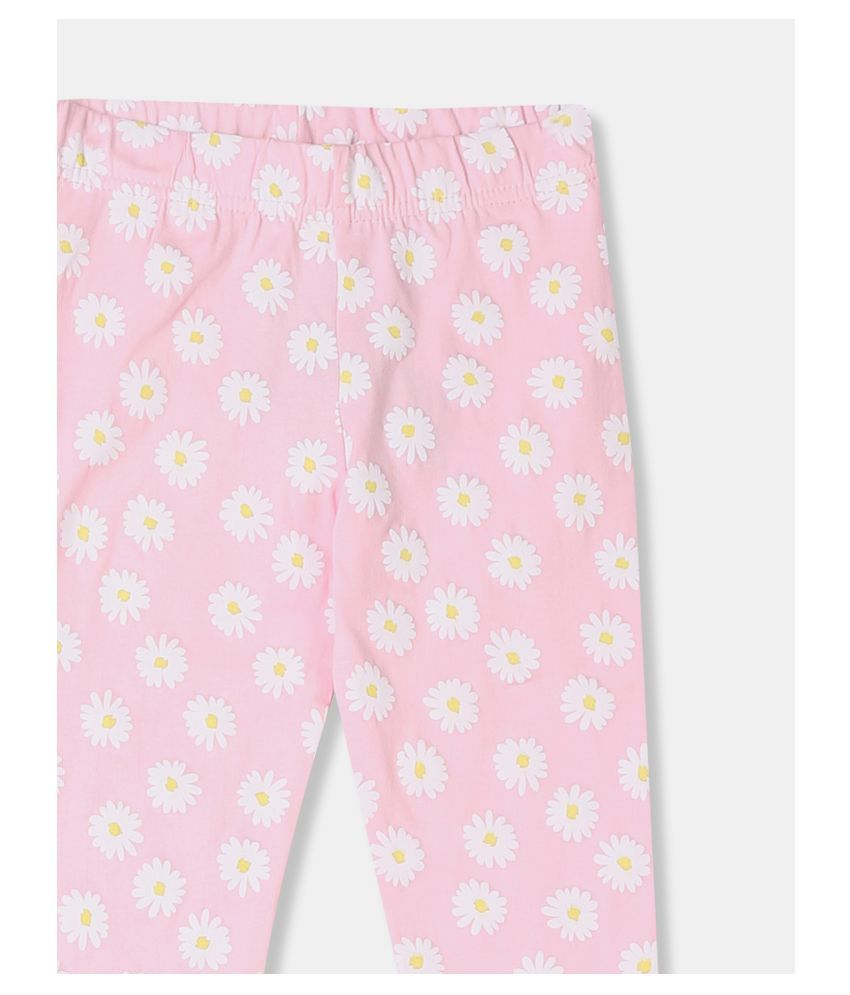 Girls Pink Elasticized Waist Daisy Print Leggings Buy Girls Pink