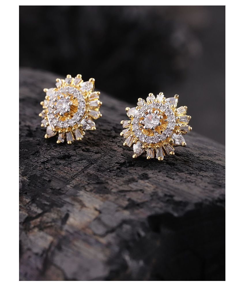 american diamond earrings in gold