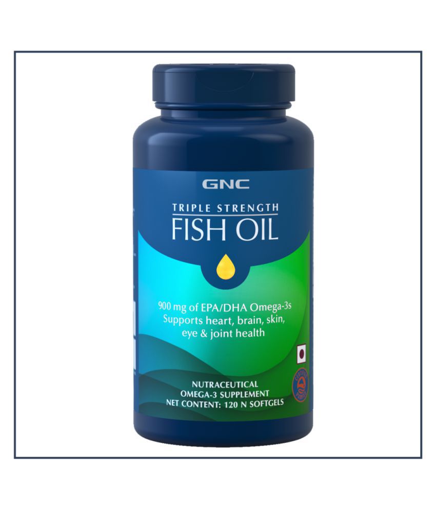     			GNC Triple Strength Fish Oil Omega 3 Capsules for Men & Women (900mg EPA & DHA)- 120 Softgels