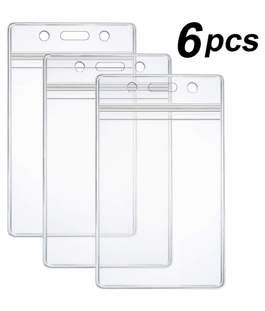 Heavy Duty PVC Plastic Resealable Waterproof Versatile Name Badge Holder ID Badge Card Holder 10 Pack of 10 Double Sided Vertical Clear Vinyl ID Pass Holder Bulk Kit 