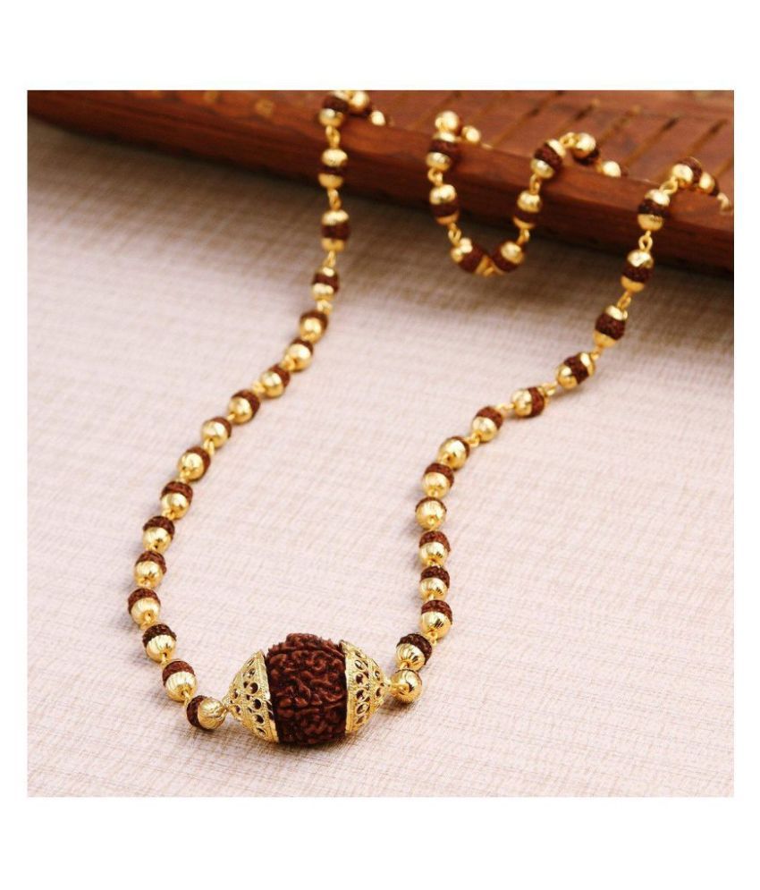     			Green Spiritual original Rudraksha Mala with Big Rudraksha Pendand in Gold Plated Cap (8MM 36Beads)