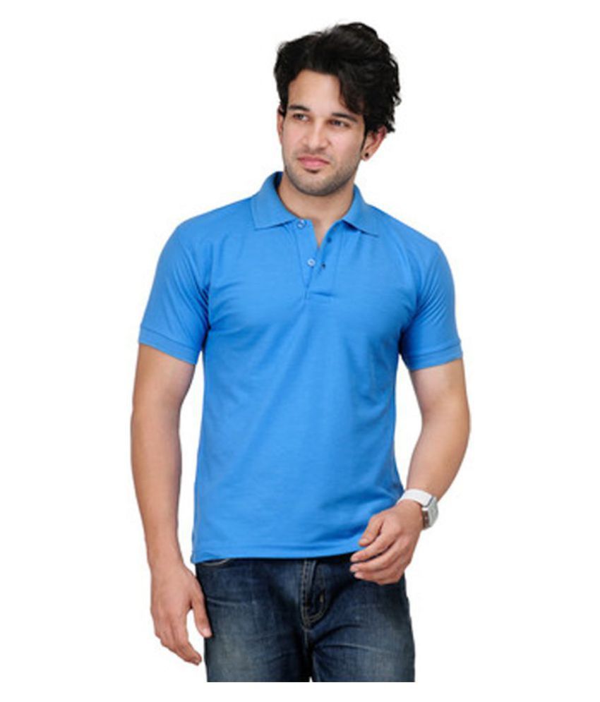     			KETEX Polyester Cotton Blue Plain Polo T Shirt