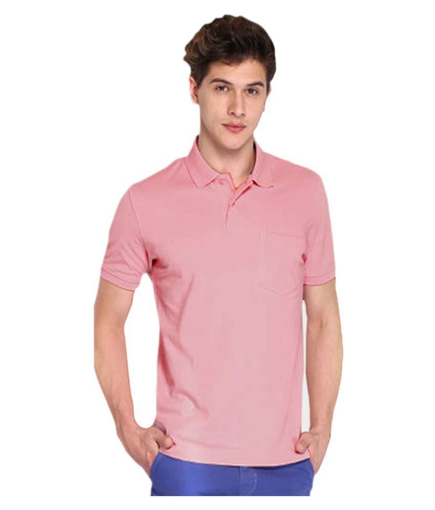     			KETEX Polyester Cotton Pink Plain Polo T Shirt