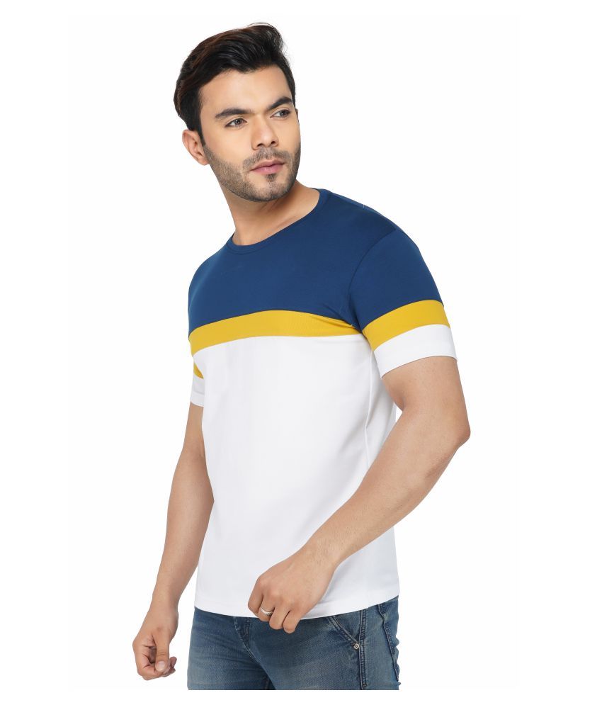 Urban Age Clothing Co. Cotton Lycra Navy Color Block T-Shirt - Buy ...