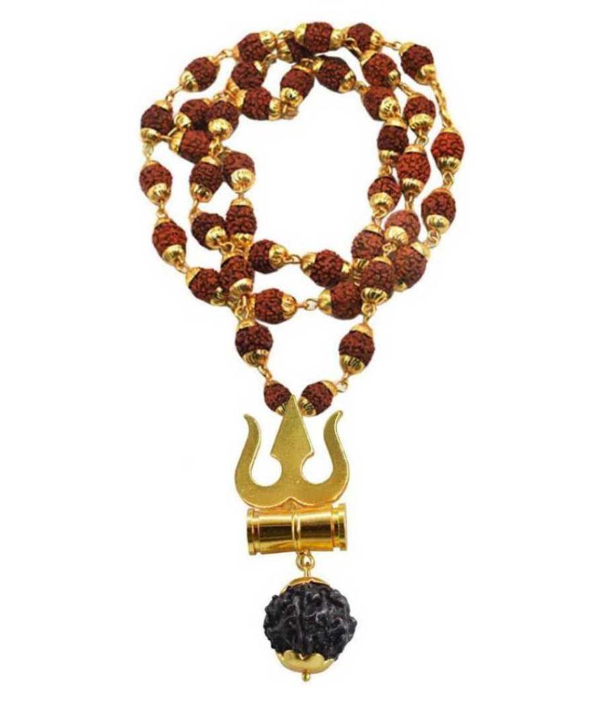     			Damru Locket With Puchmukhi Rudraksha Cap Mala