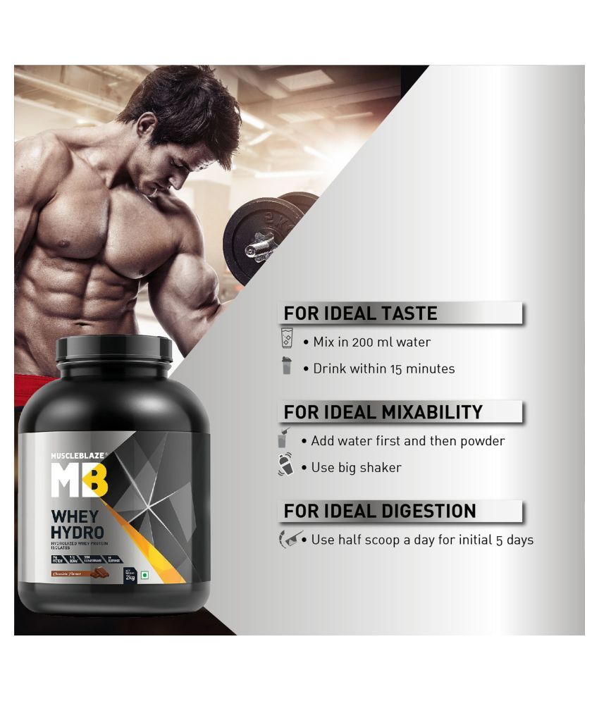 MuscleBlaze Whey Hydro Whey Protein Isolate,4.4 lb (Chocolate, 2 Kg) Buy MuscleBlaze Whey Hydro