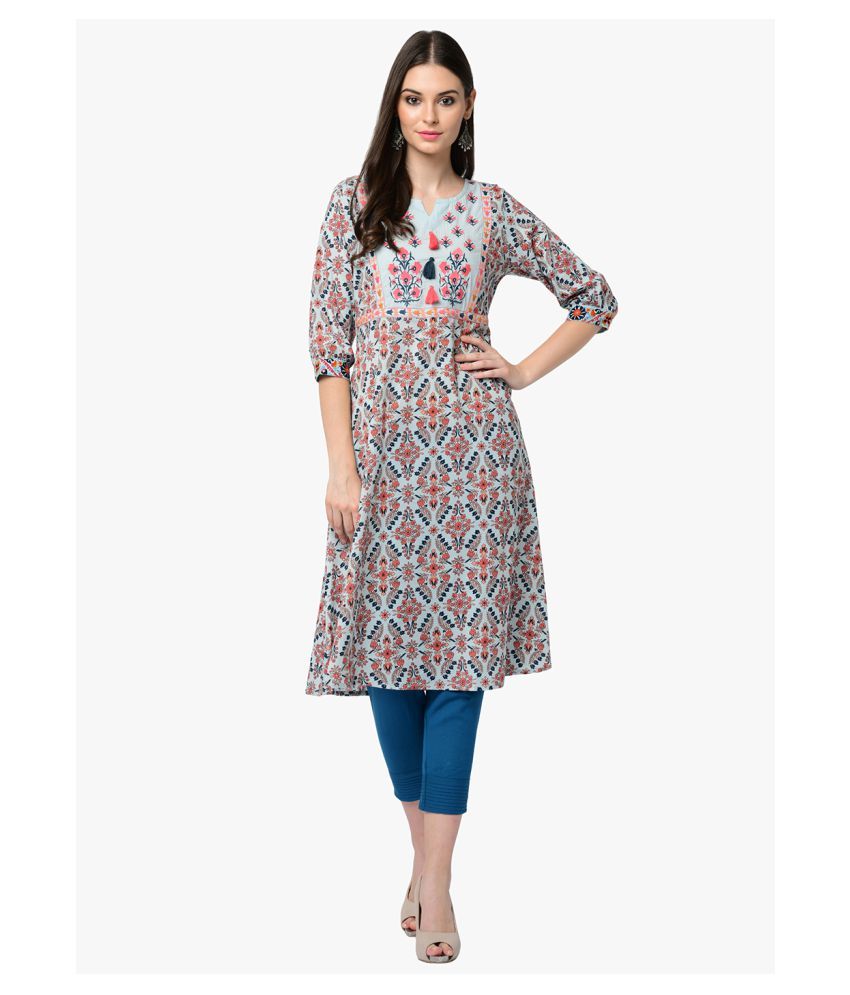 grey color kurti combination