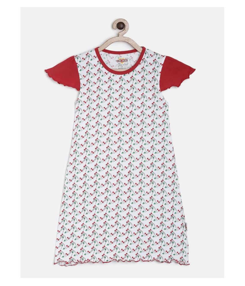     			Sinimini 100% Cotton A-line Dress For Girls ( Pack of 1 , Red )