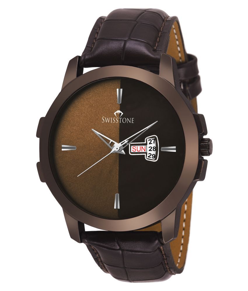     			Swisstone - Brown Leather Analog Men's Watch