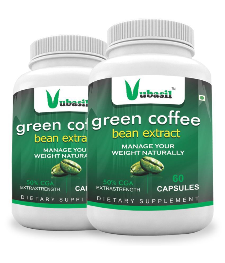 VUBASIL Best Green Coffee (120 Capsules) Weight Loss Fat Burner Natural Immunity, Metabolism & Memory Booster Enhances Digestion Lowers Blood Sugar Cholestrol 800 mg Unflavoured
