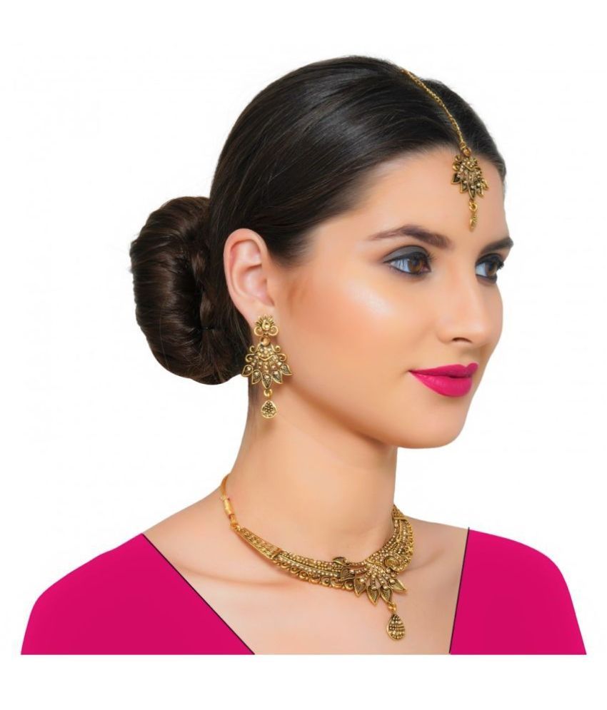 Darshini Designs Alloy Golden Choker Traditional Gold Plated Necklaces