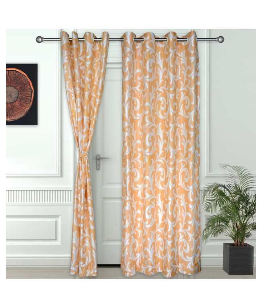 Story@Home Set of 2 Door Semi-Transparent Eyelet Polyester Curtains Cream