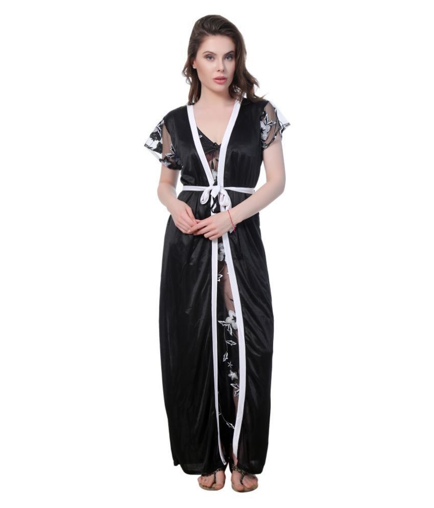 Buy Luxura Essentials Satin Nighty And Night Gowns Black Online At Best Prices In India Snapdeal 