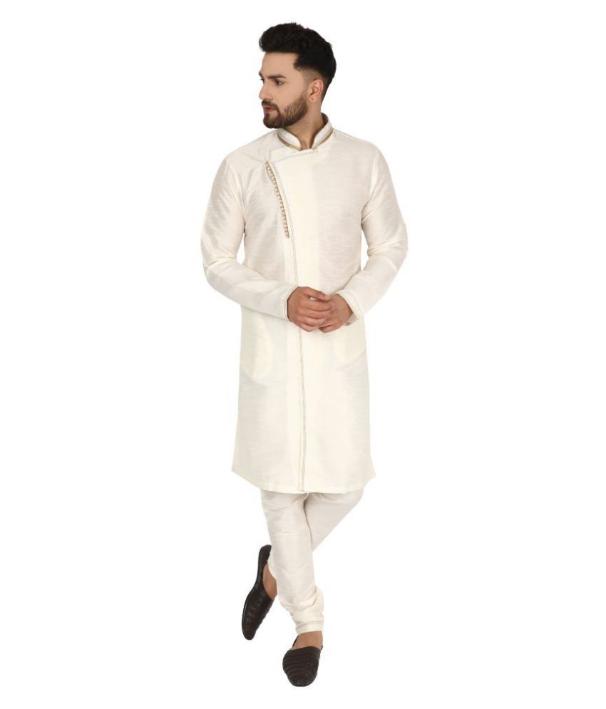     			SKAVIJ Off-White Silk Blend Kurta Pyjama Set Pack of 2