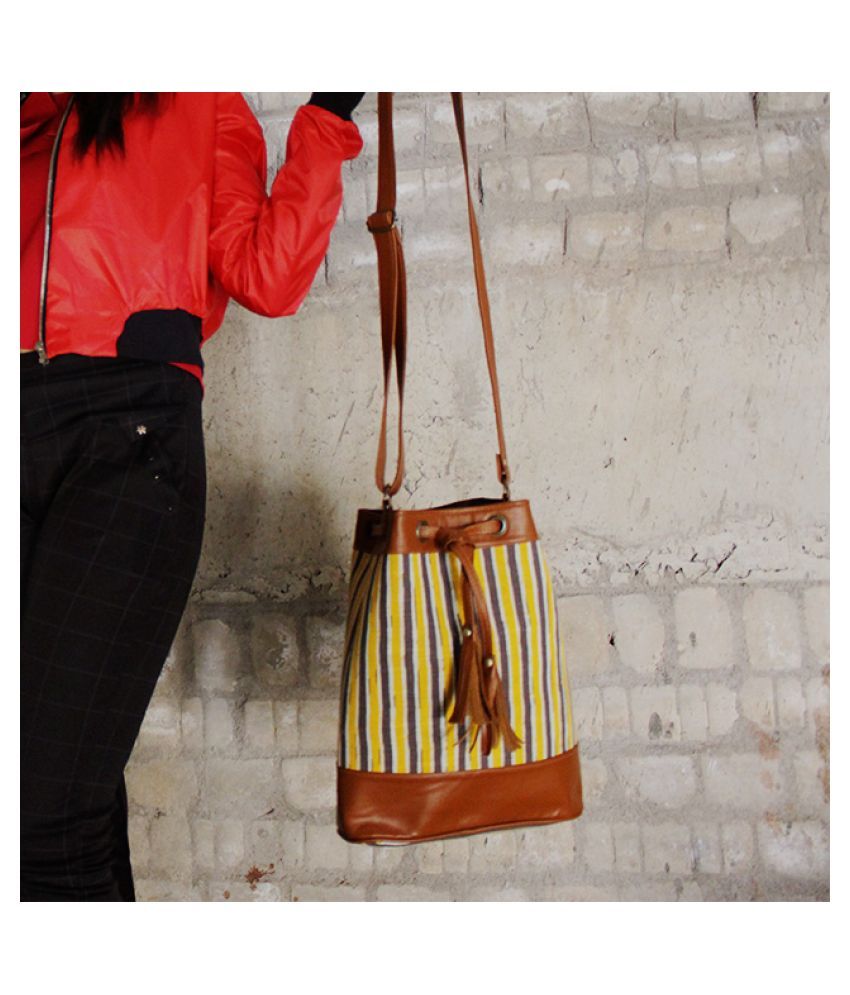 JK Textile Yellow Cotton Shoulder Bag Buy JK Textile Yellow Cotton