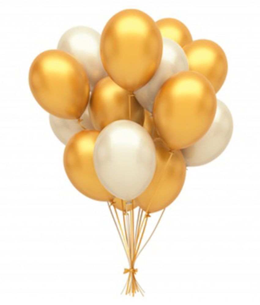 Golden and White HD Metallic Balloons For Decoration (Pack Of 50)