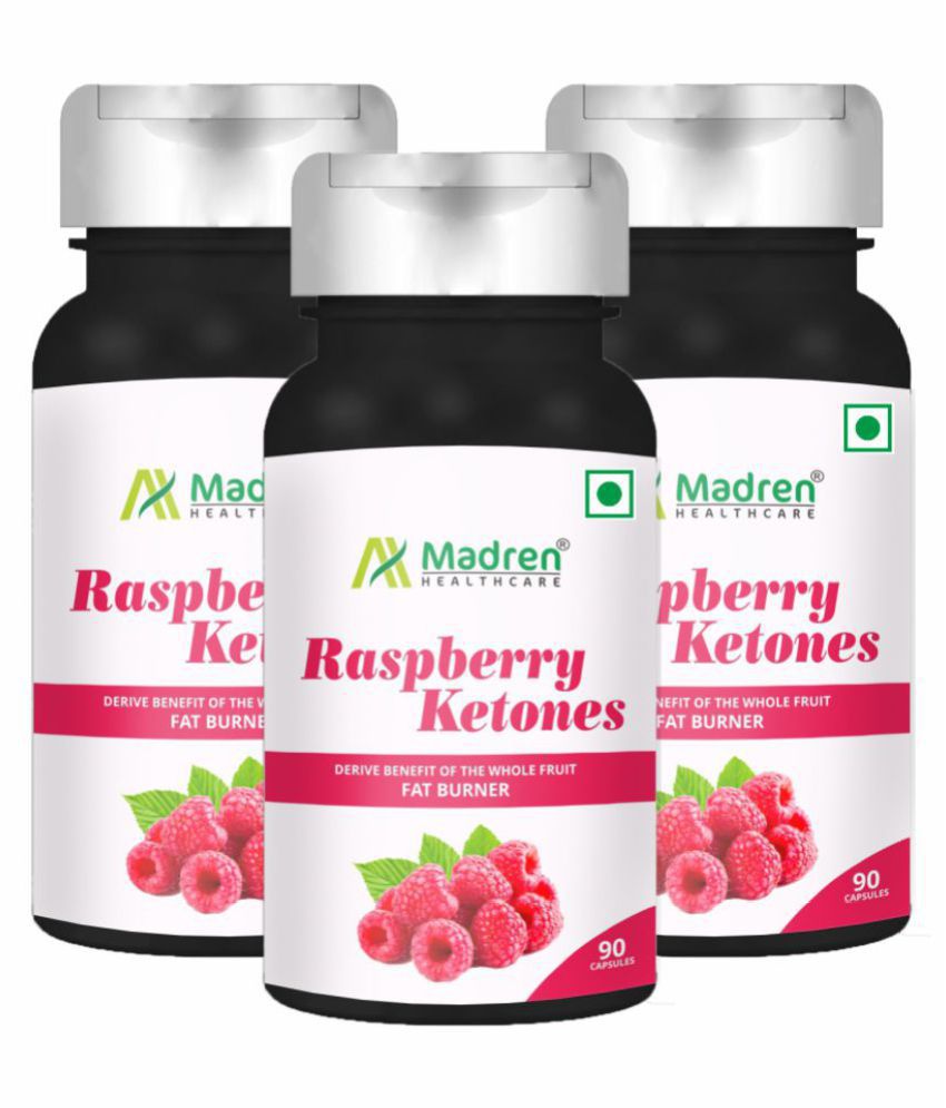 Madren Healthcare Raspberry Ketones  Weight Loss Supplement for Women and Men 90 Vegetarian Capsules Pack of 3 800 mg Raspberry Pack of 3