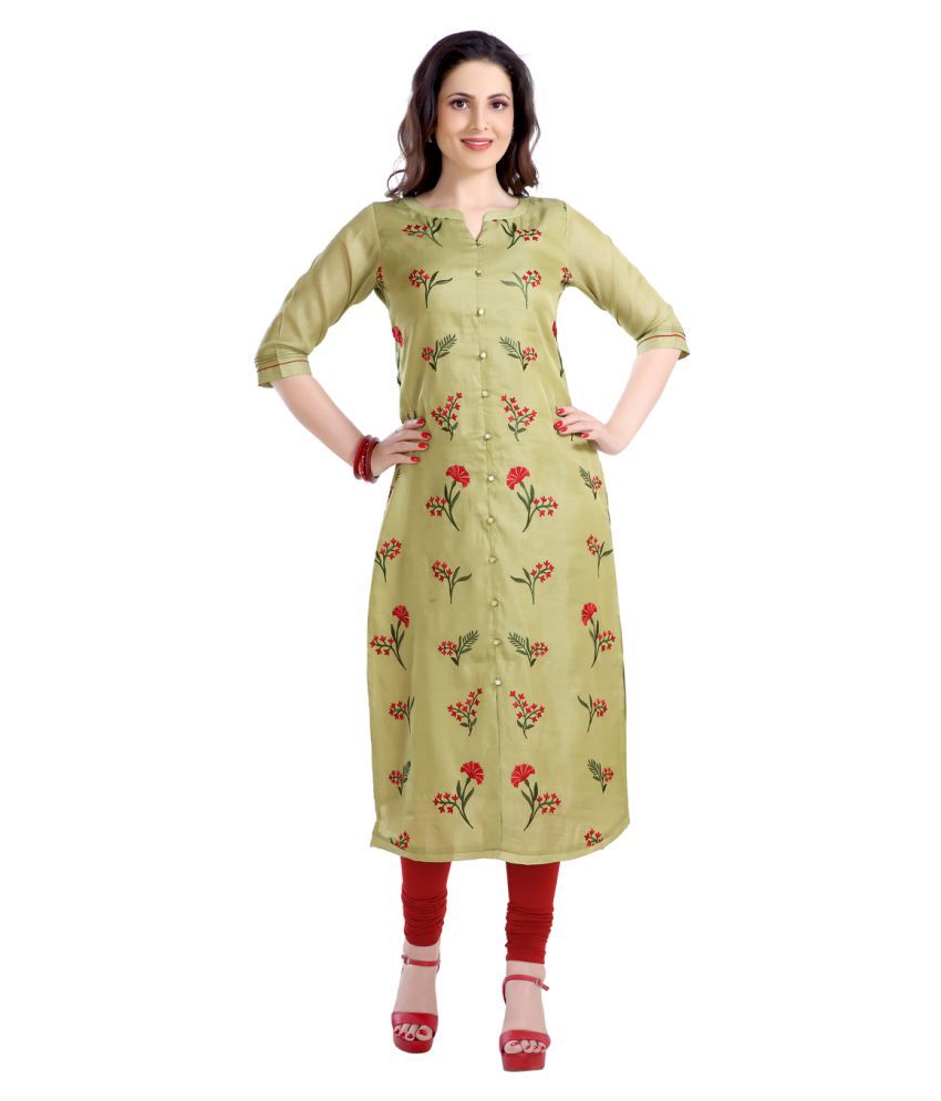 silk green kurti