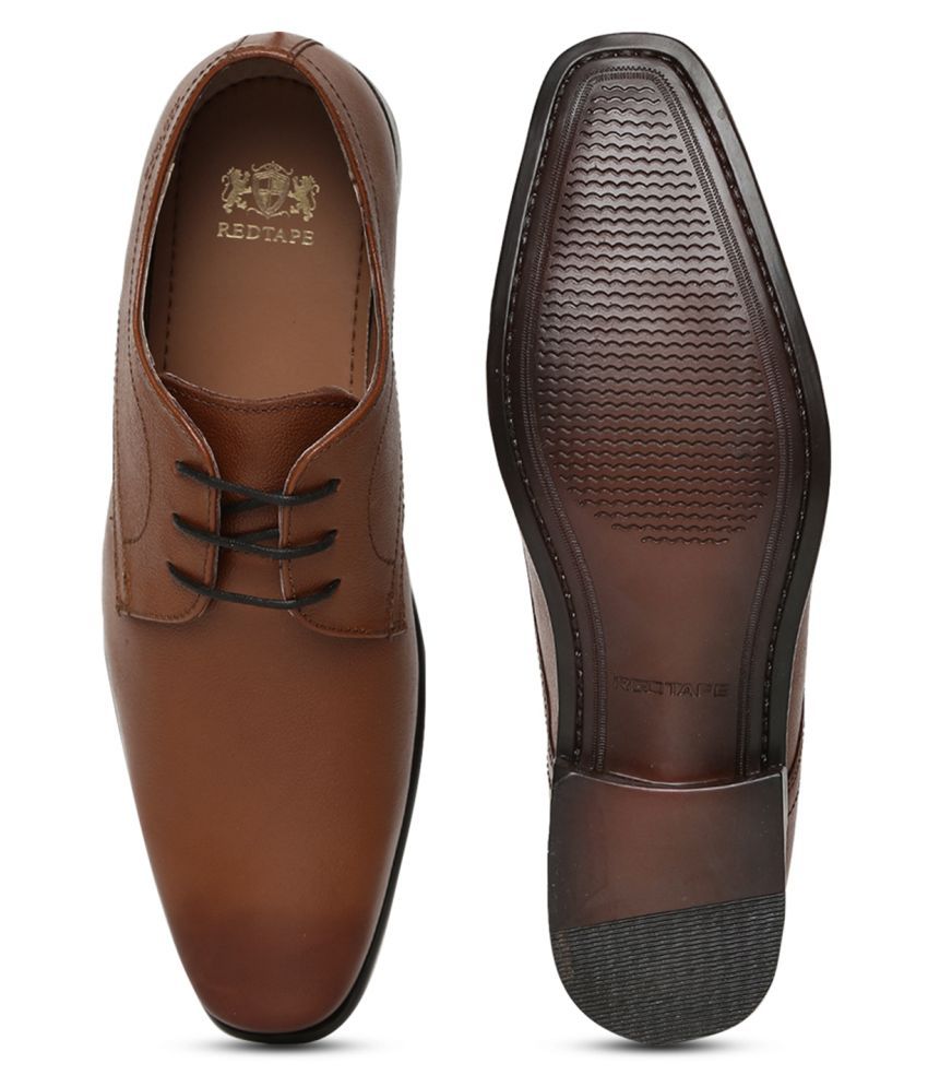 red tape tan derby formal shoes