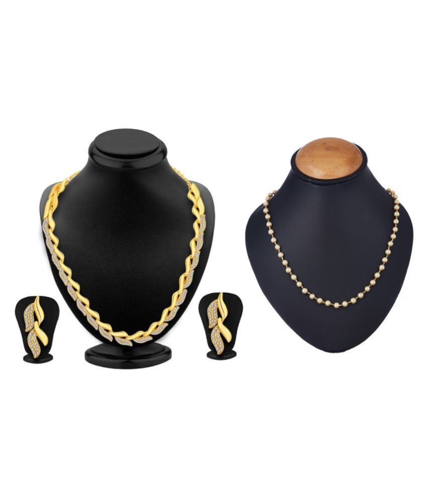     			Zeneme Alloy Multi Color Contemporary Designer Gold Plated Necklace set Combo