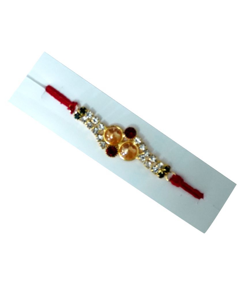     			Designer Rakhi Set With Diamond or Stone for Brother Sister Diamond Rakhi make in India Thread Rakhi