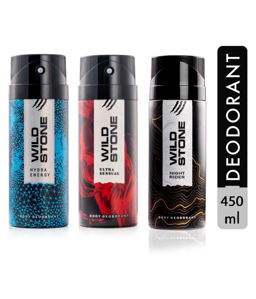     			Wild Stone Hydra Energy, Night Rider & ultra Sensual Deodorant for Men, 150ml each pack of 3