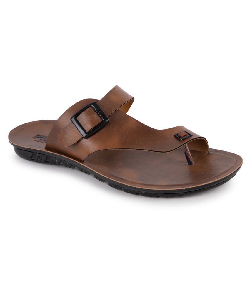     			SapSon Tan Faux Leather Sandals