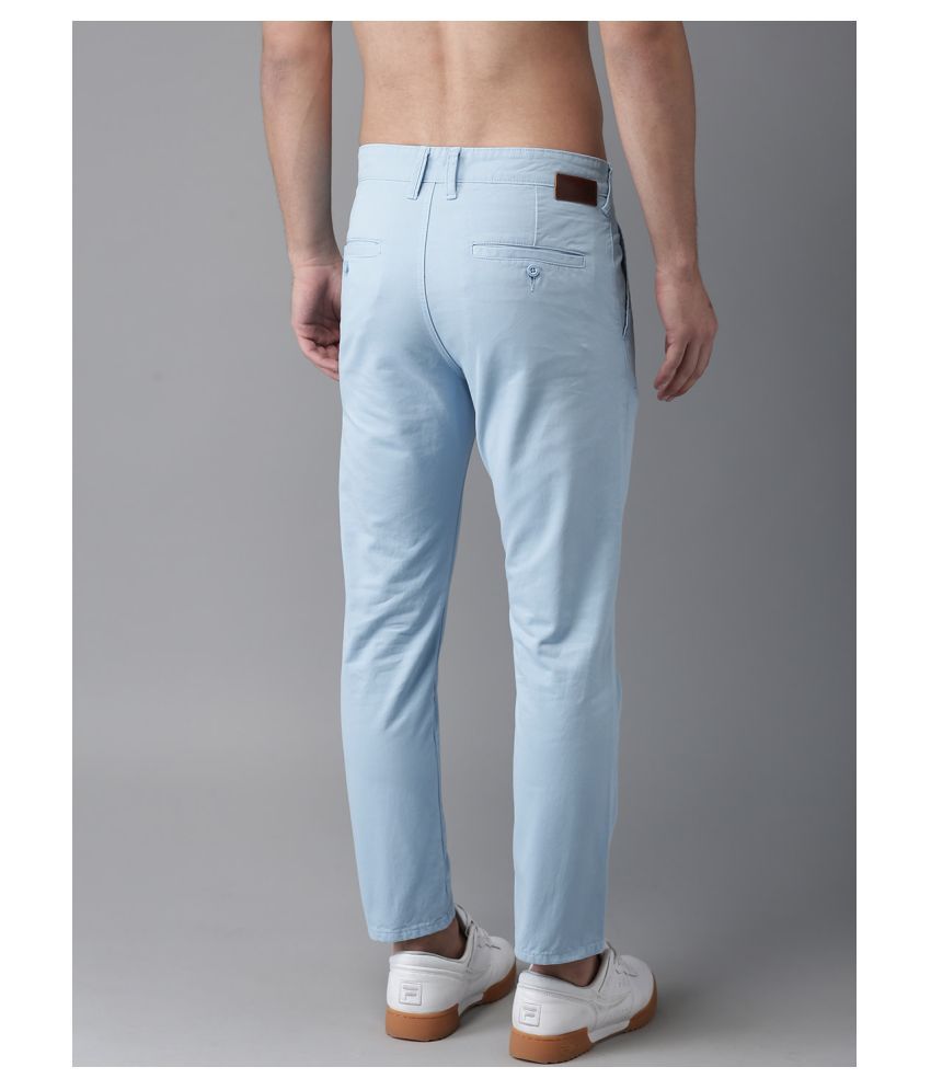 denword Light Blue Slim -Fit Trousers - Buy denword Light Blue Slim ...