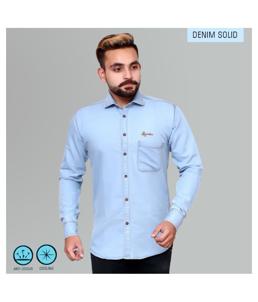 shiny blue shirt mens