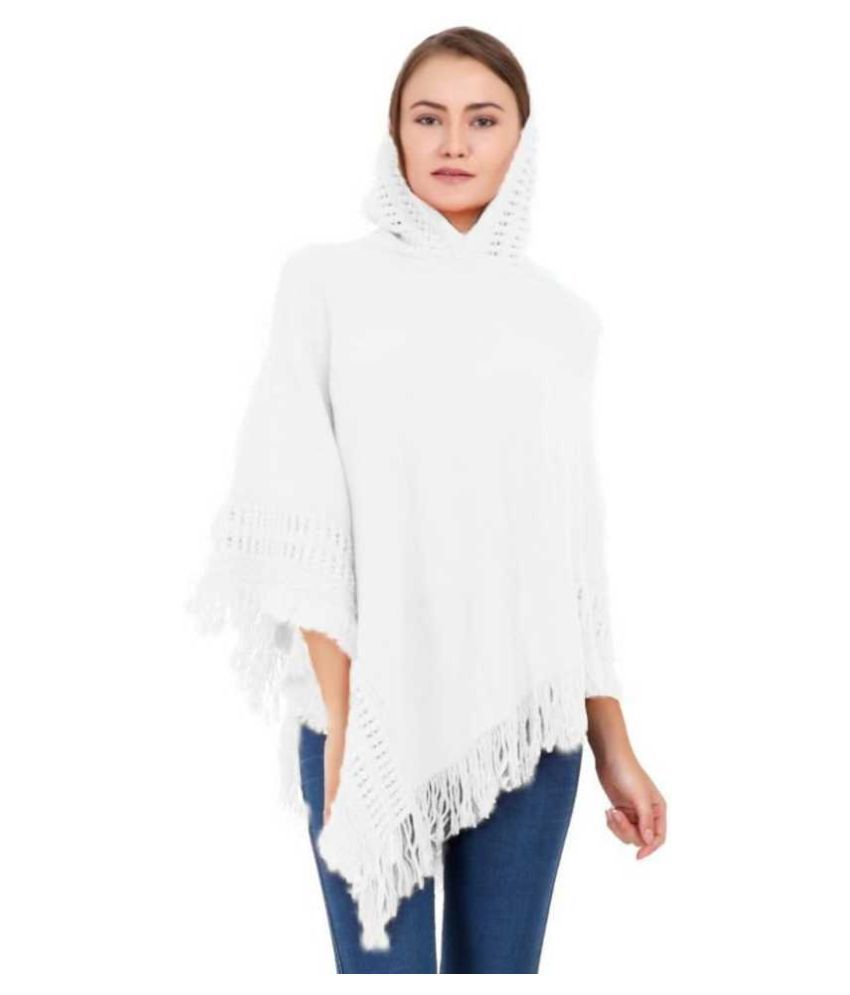 Buy MANRA Acro Wool White Ponchos & Capes Online at Best Prices in ...