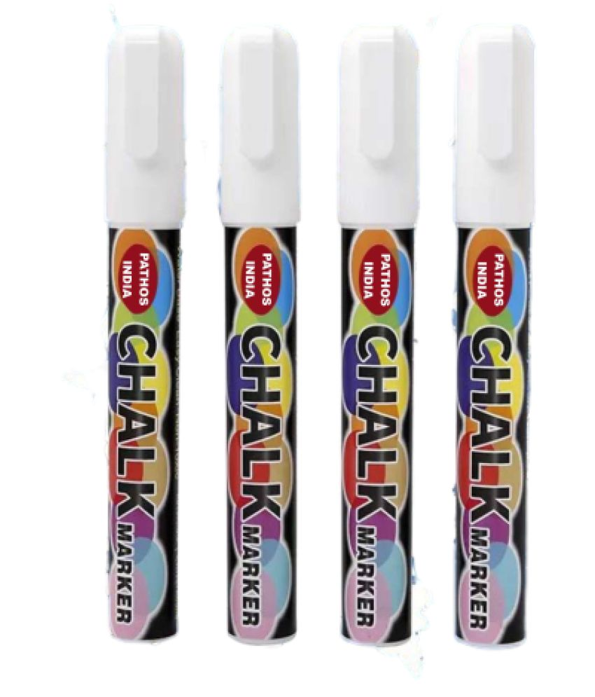 Pathos India 6MM White Erasable Liquid Chalk Marker Pens(4 Pcs) Buy