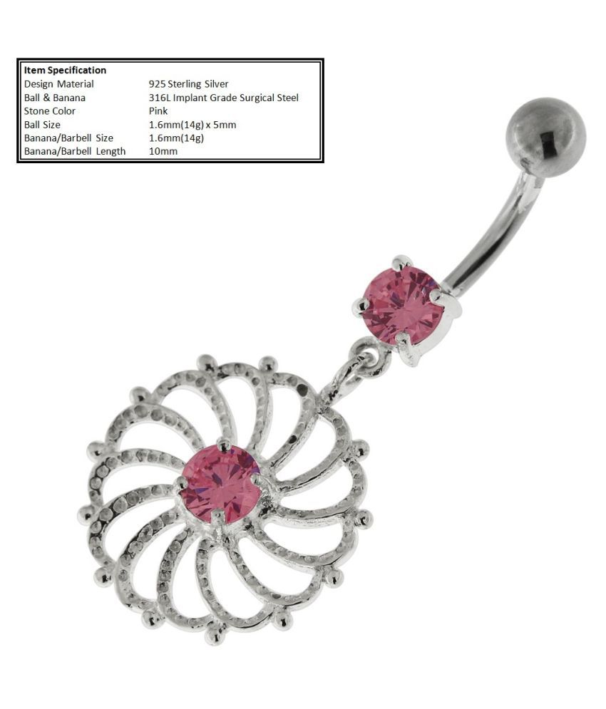 Navel Piercing Belly Ring 1.6mm (14G), 10mm Long Surgical Steel