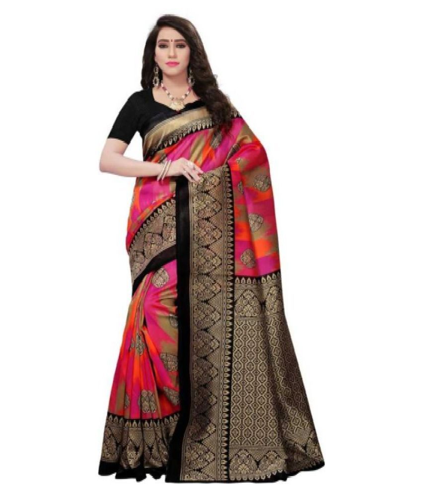     			SVB SAREES Pink Art Silk Saree