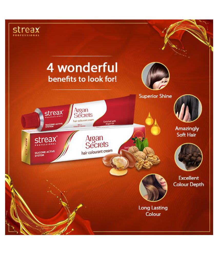 Streax Argan Secrets Permanent Hair Color Blonde Mahogany Blonde 60 g Pack  of 2: Buy Streax Argan Secrets Permanent Hair Color Blonde Mahogany Blonde  60 g Pack of 2 at Best Prices in India - Snapdeal