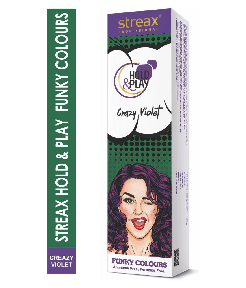 Streax Hold & Play Permanent Hair Color Viola Crazy Violet 100 g: Buy Streax  Hold & Play Permanent Hair Color Viola Crazy Violet 100 g at Best Prices in  India - Snapdeal