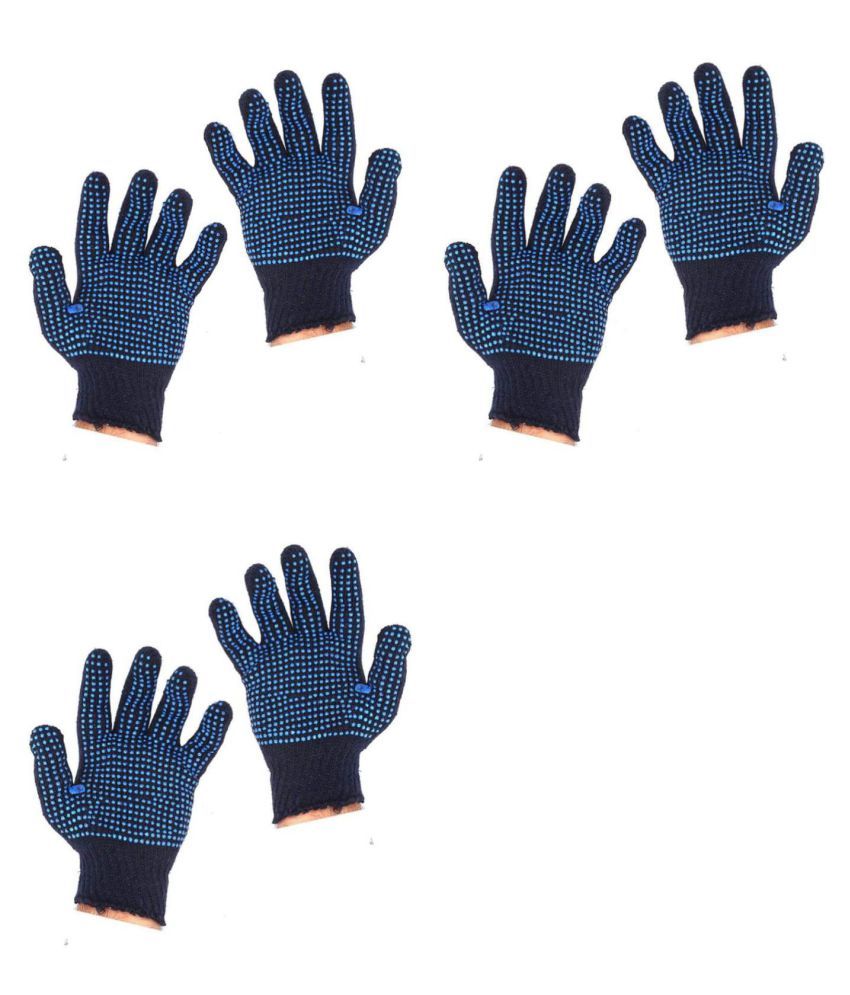 Reusable Cotton And Washable Blue Dotted Safety Hand Gloves 3 Pair Blue Colour Gloves For Kitchen Use Industrial Safety Gloves Handing Material And Gardening Use Etc Buy Reusable Cotton And Washable Blue Dotted