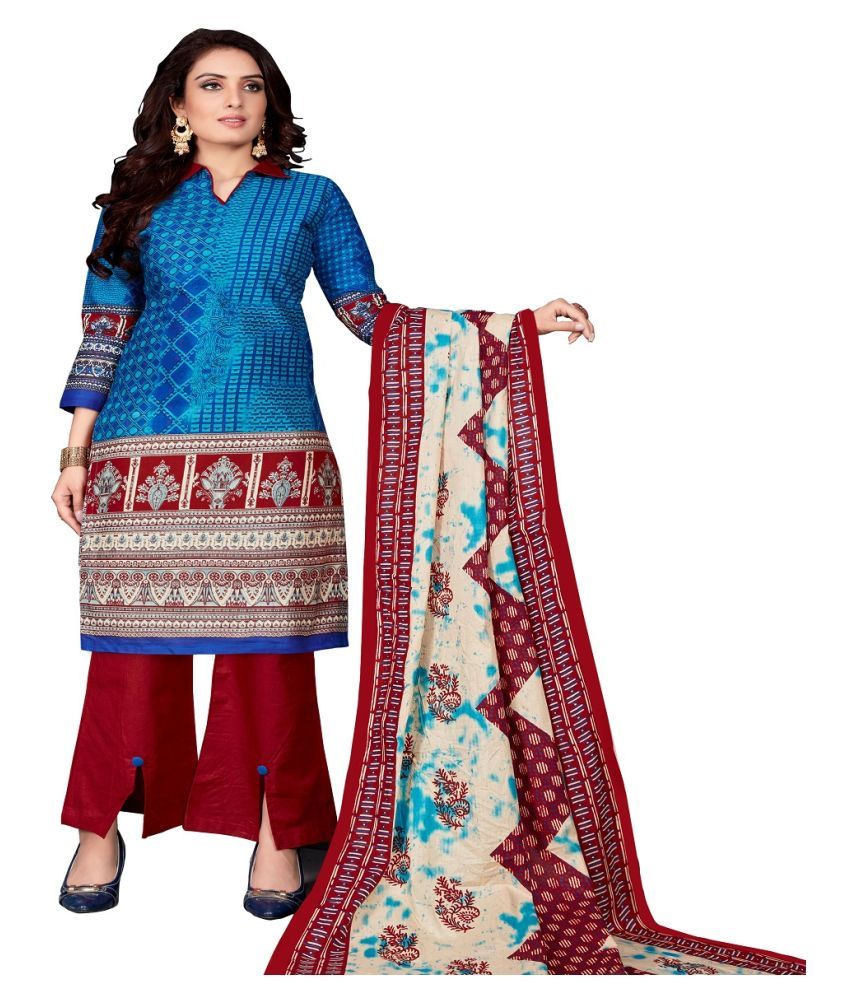 Drapes Blue Cotton Dress Material Buy Drapes Blue Cotton Dress